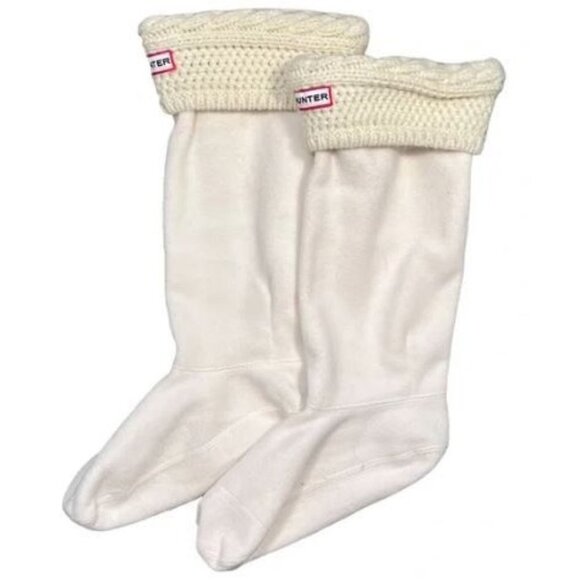 Hunter Boot Socks Cardigan Top Off White Knit Women's  Size Medium 5 - 7 - Picture 1 of 8